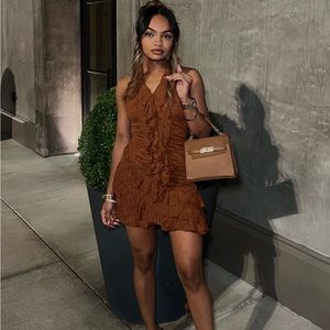 Brown backless dress